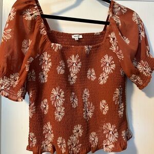 Madewell Georgette Puff Sleeve Floral Top